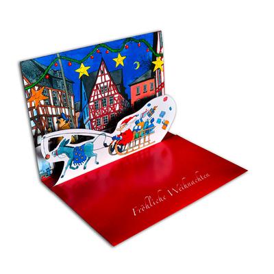 3D Weihnachtskarte Eselschlitten