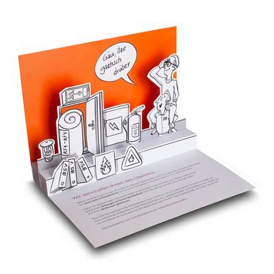 3D Pop-up Karte A5 Brandschutz