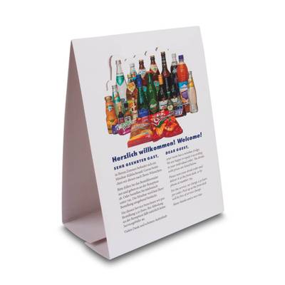 Tischaufsteller als Dispenser für Getränkekarte