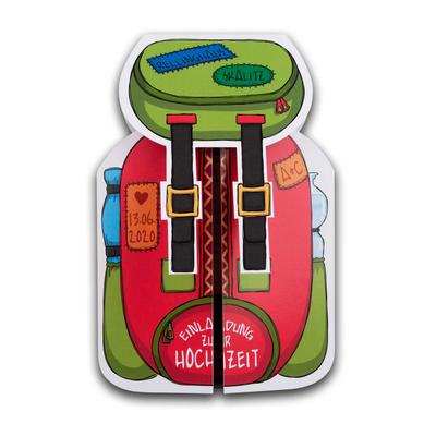 Einladung mit Konturstanzung Wanderrucksack