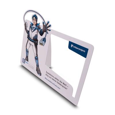 Thekenaufsteller mit Konturstanzung unique projects