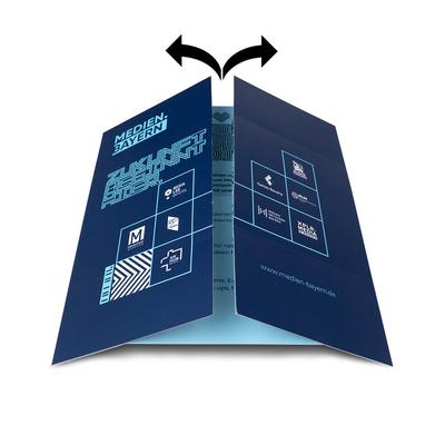 Endlosfaltkarte Medien Bayern Messeflyer