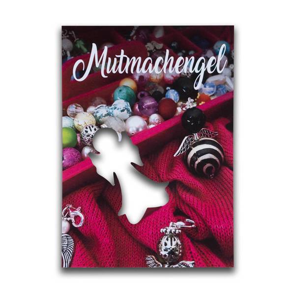 Mutmach-Engel-Postkarte konturgestanzt